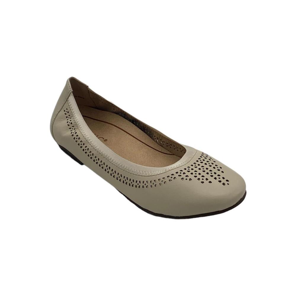 Vionic Perforated Leather Ballet Flats Whisper Cream - Wide - Picture 4 of 5